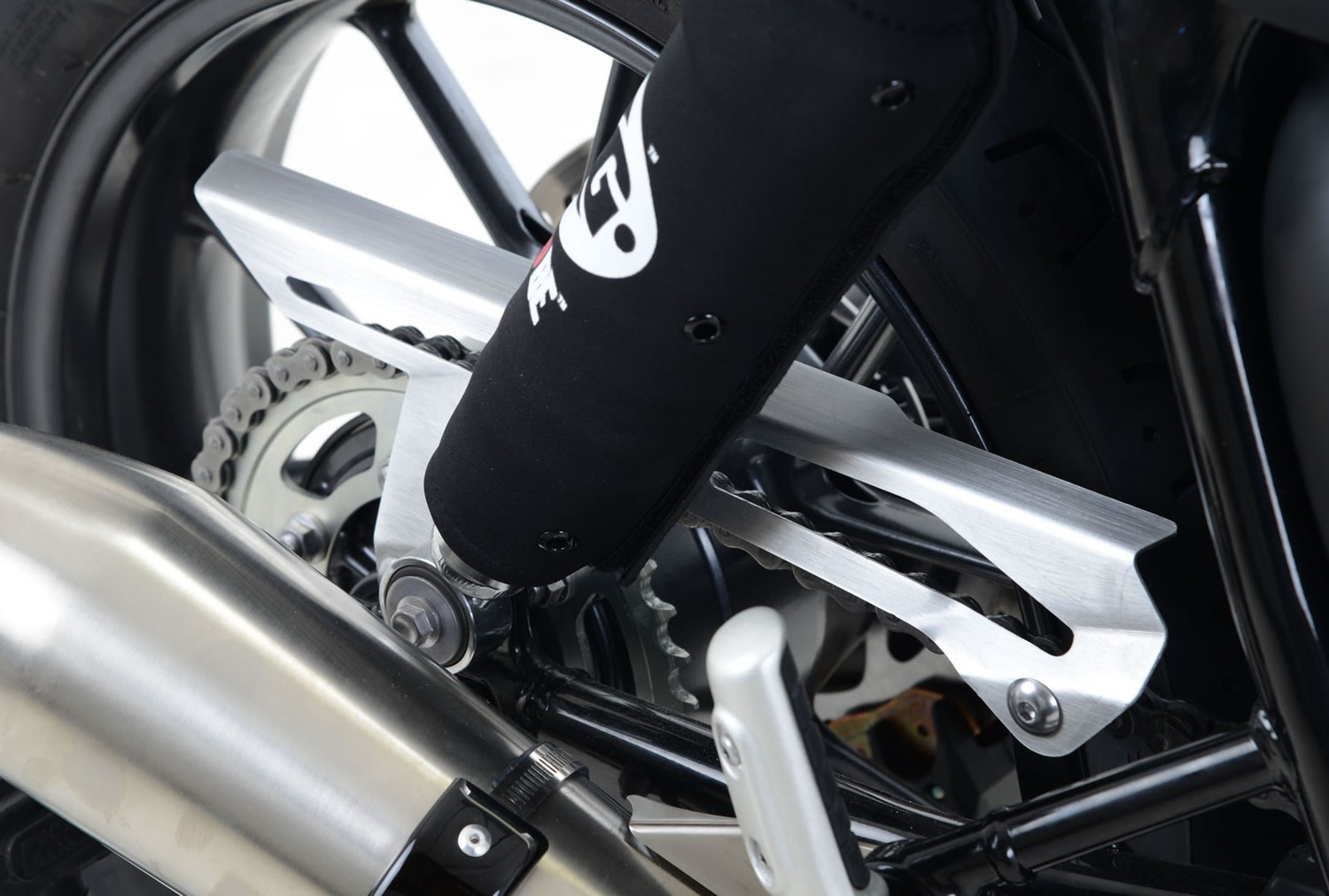 R&G Racing Brushed Stainless Chain Guard for the Triumph Street Twin/Bonneville T120/Street Cup '17-'22 R&G Racing Brushed Stainless Chain Guard for the Triumph Street Twin/Bonneville T120/Street Cup '17-'22